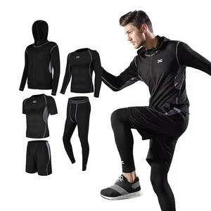 Men Quick Dry Gym Sports Suit Long Sleeve Fitness Running Clothes