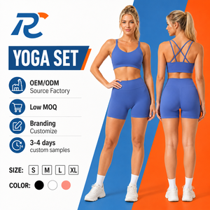 Women 2 Piece Workout Set Seamless Yoga Bra Shorts