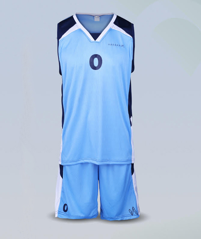 Navy Blue Custom Sublimated Basketball Set manufactured by Haraka Sports