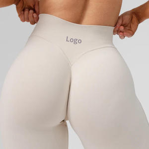 High Waist Seamless Solid Color Leggings With Logo