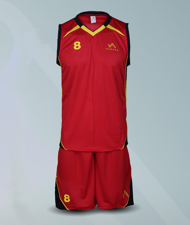Red Custom Basketball Uniform Set with sublimated graphics